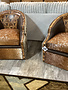 Leather Longhorn Barrel Chair w/ Swivel