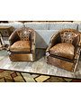 Leather Longhorn Barrel Chair w/ Swivel
