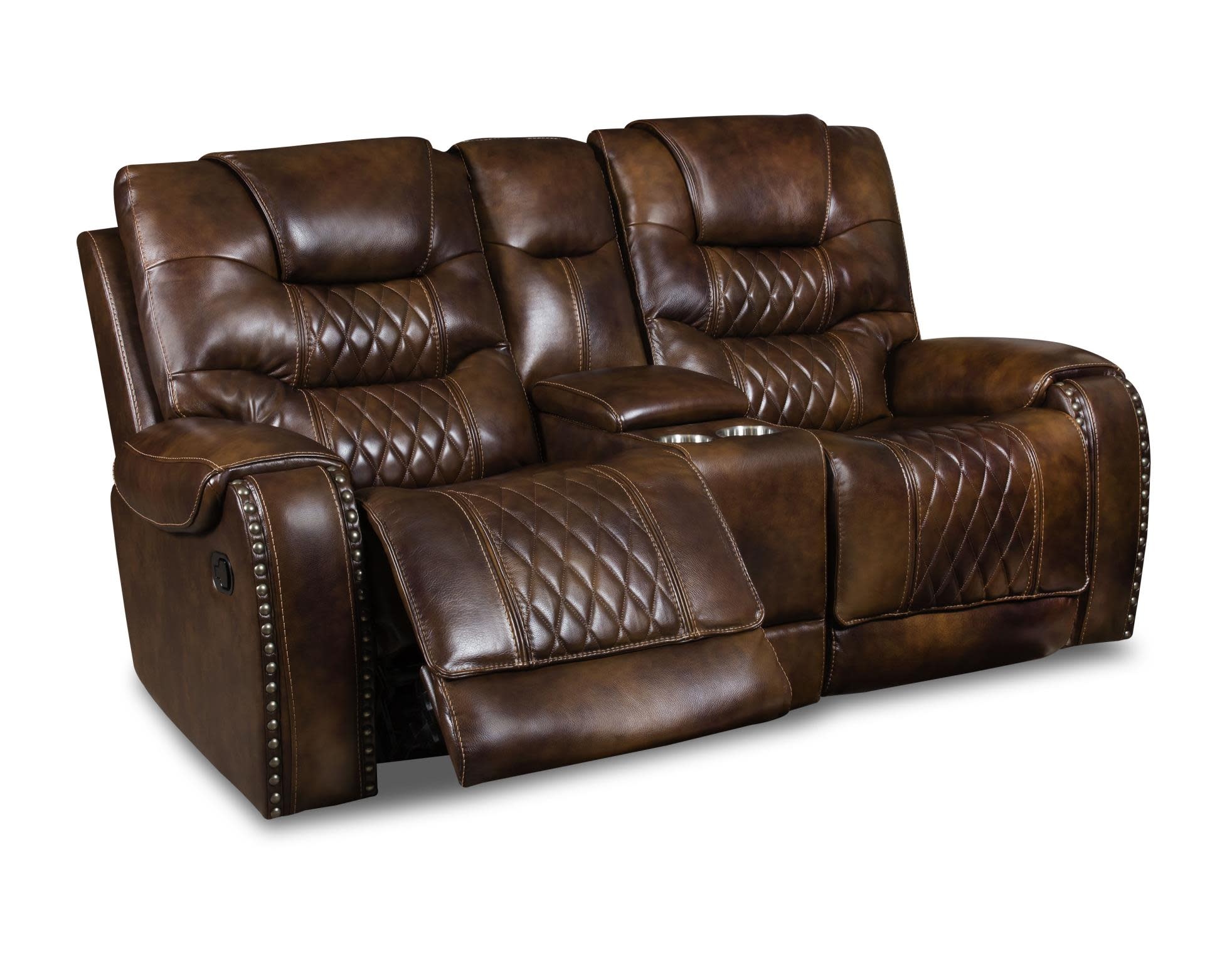 Brookshire Leather Power Reclining Loveseat w/Headrest - Vintage Carmel