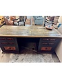El Maestro 6 Drawer Desk - Black/Red Oxidize