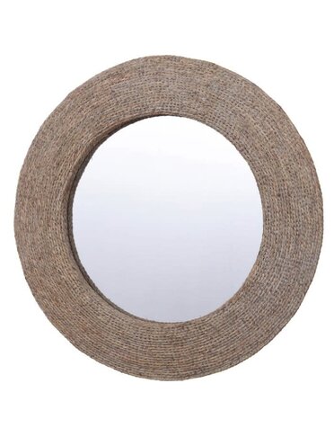 36" White Washed Rope Round Mirror