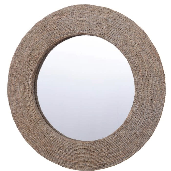 36" White Washed Rope Round Mirror