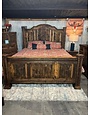 San Miguel Curved King Bed w/Nails & Metal - Natural Dark