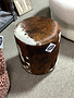 Tricolor Round Cowhide Ottoman