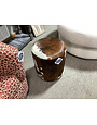 Tricolor Round Cowhide Ottoman