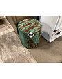 Distressed Turquoise Round Ottoman