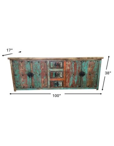 100" Ensenada Console - Paprika/Turq/Cascara