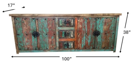 100" Ensenada Console - Paprika/Turq/Cascara