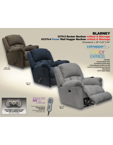 Blarney Power Recliner- Navy