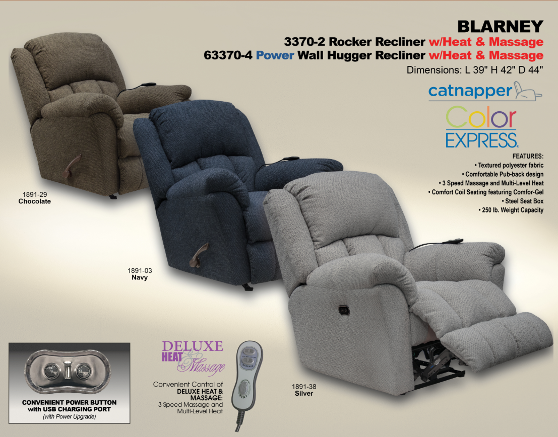 Blarney Power Recliner- Navy