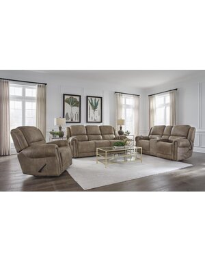 Burr Ridge Power Recliner w/Headrest & Lumbar - Hazelnut