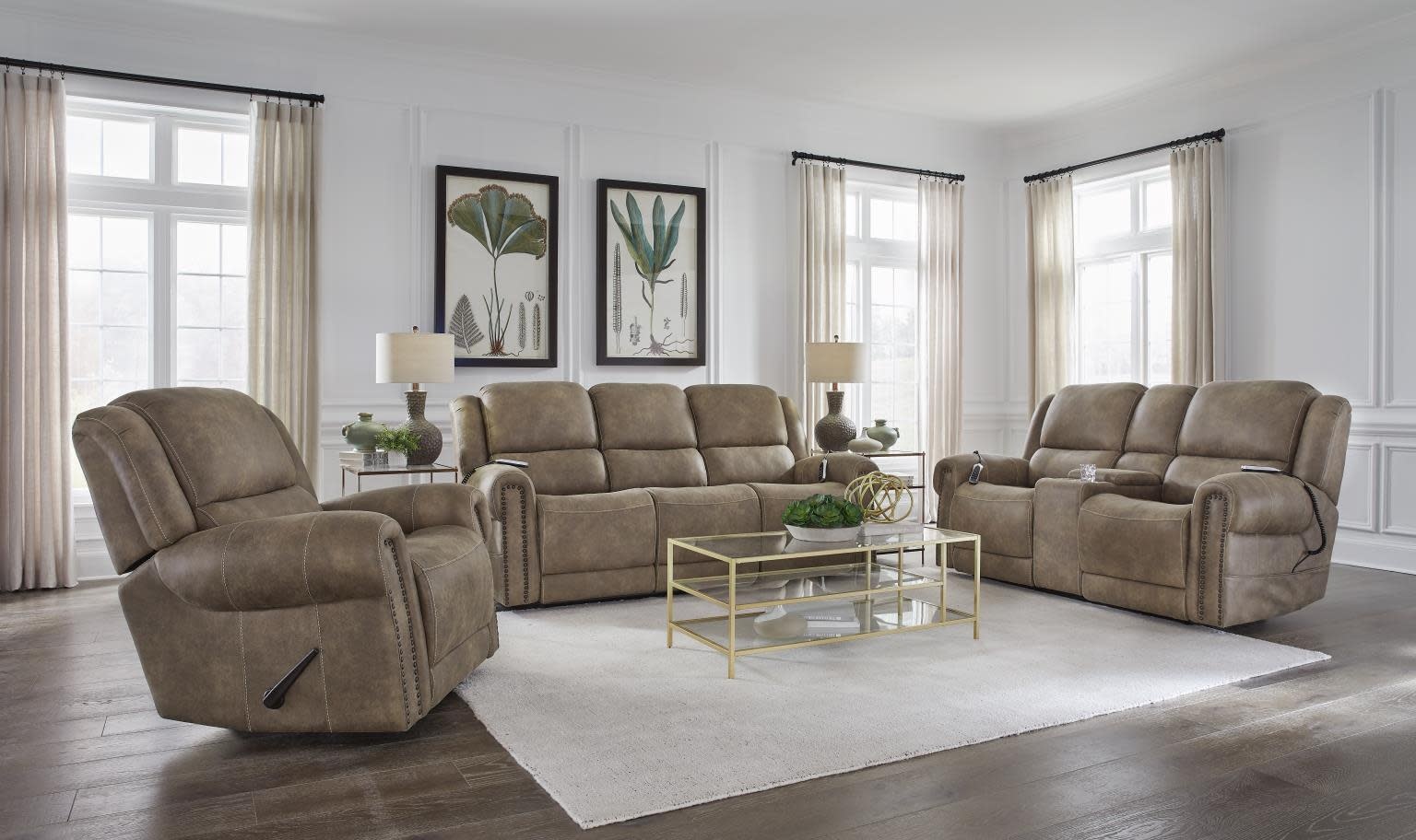 Burr Ridge Power Recliner w/Headrest & Lumbar - Hazelnut