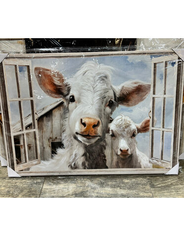 Cows by Window Canvas