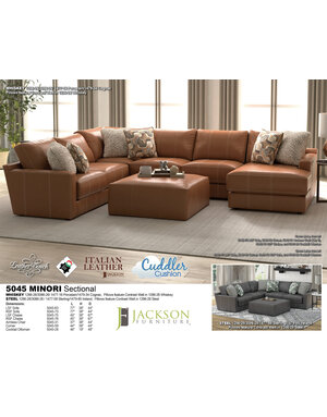 Minori Leather Sectional - Whiskey