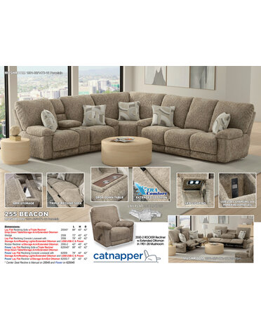 Beacon Power Reclining Loveseat w/console - Mushroom