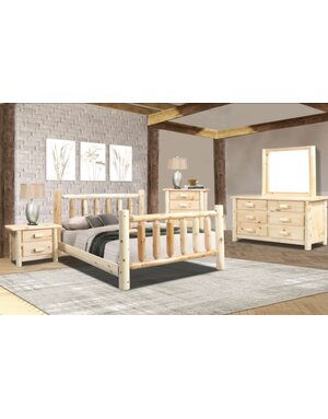 King Rustic Log Bed - Natural