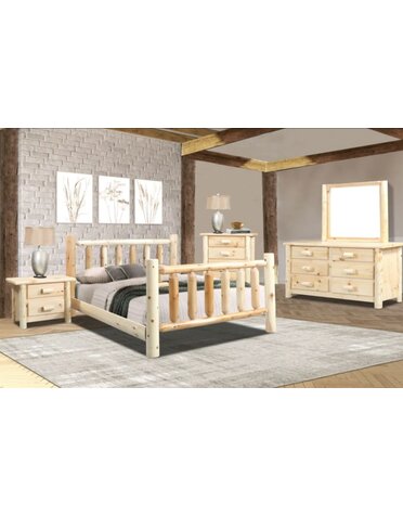 King Rustic Log Bed - Natural