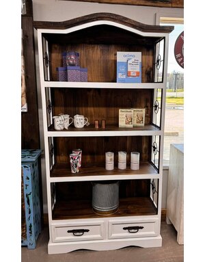 2 Drawer Bookcase w/Iron Star - White