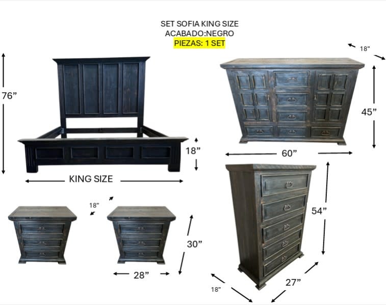 Francisco's Sofia King Bedroom Set - Old Wood