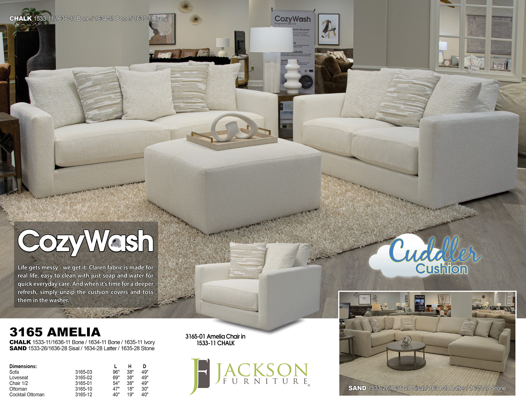 Amelia Sofa - Sand (Cozy Wash)