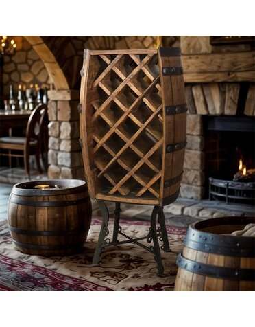 Wine Cave Half Barrel Wine Rack (attach to wall)