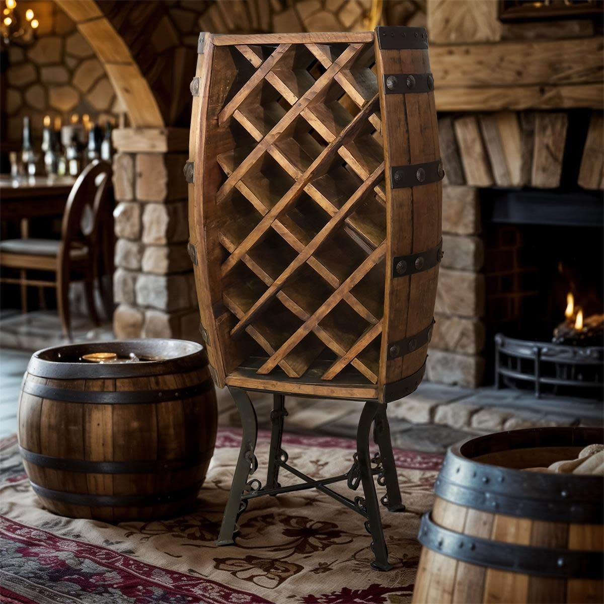 Wine Cave Half Barrel Wine Rack (attach to wall)