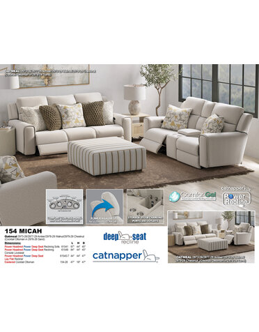 Micah Power Reclining Sofa w/Headrest - Oatmeal