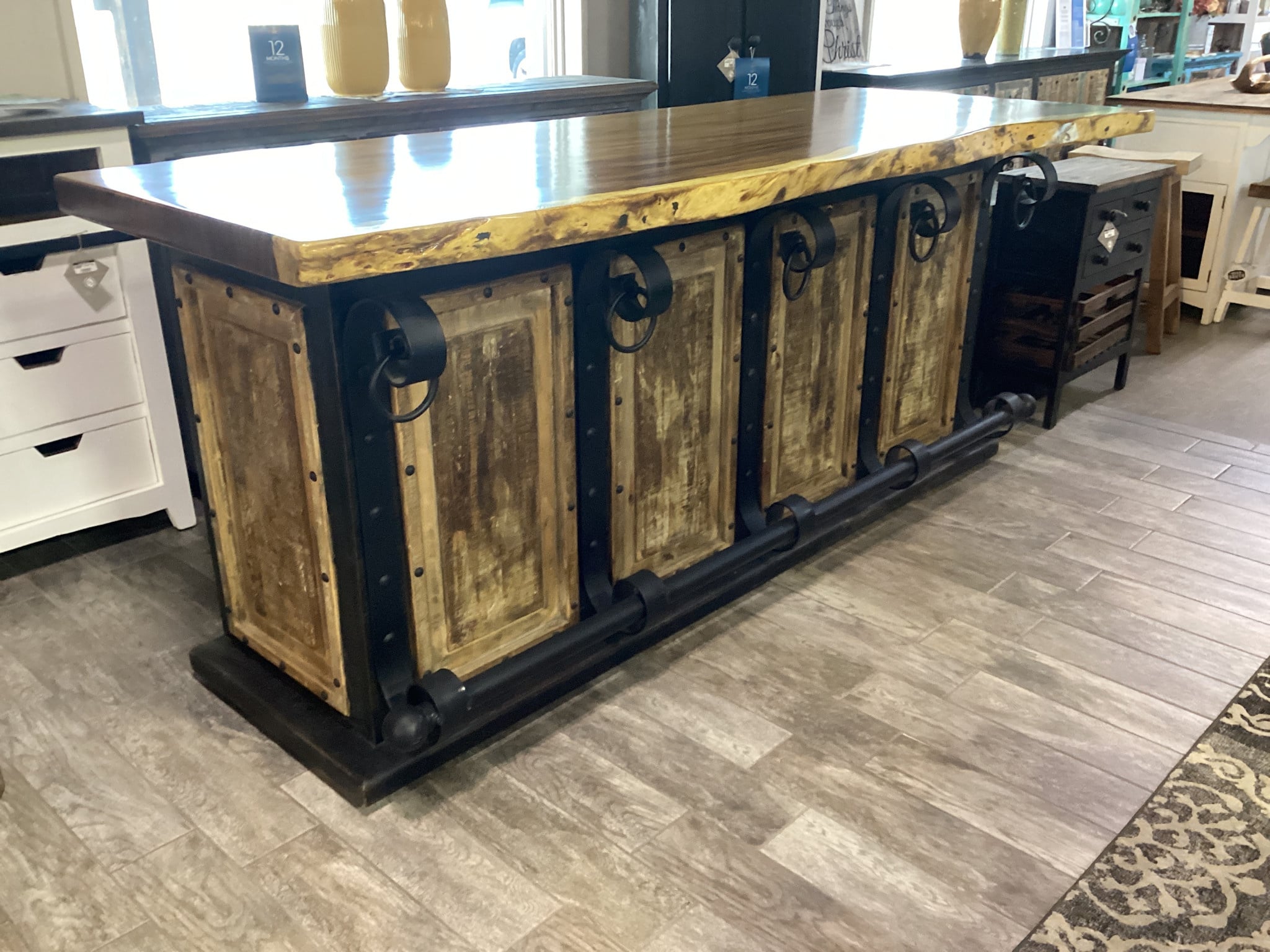 96" Pancho Villa Live Edge Bar - Black