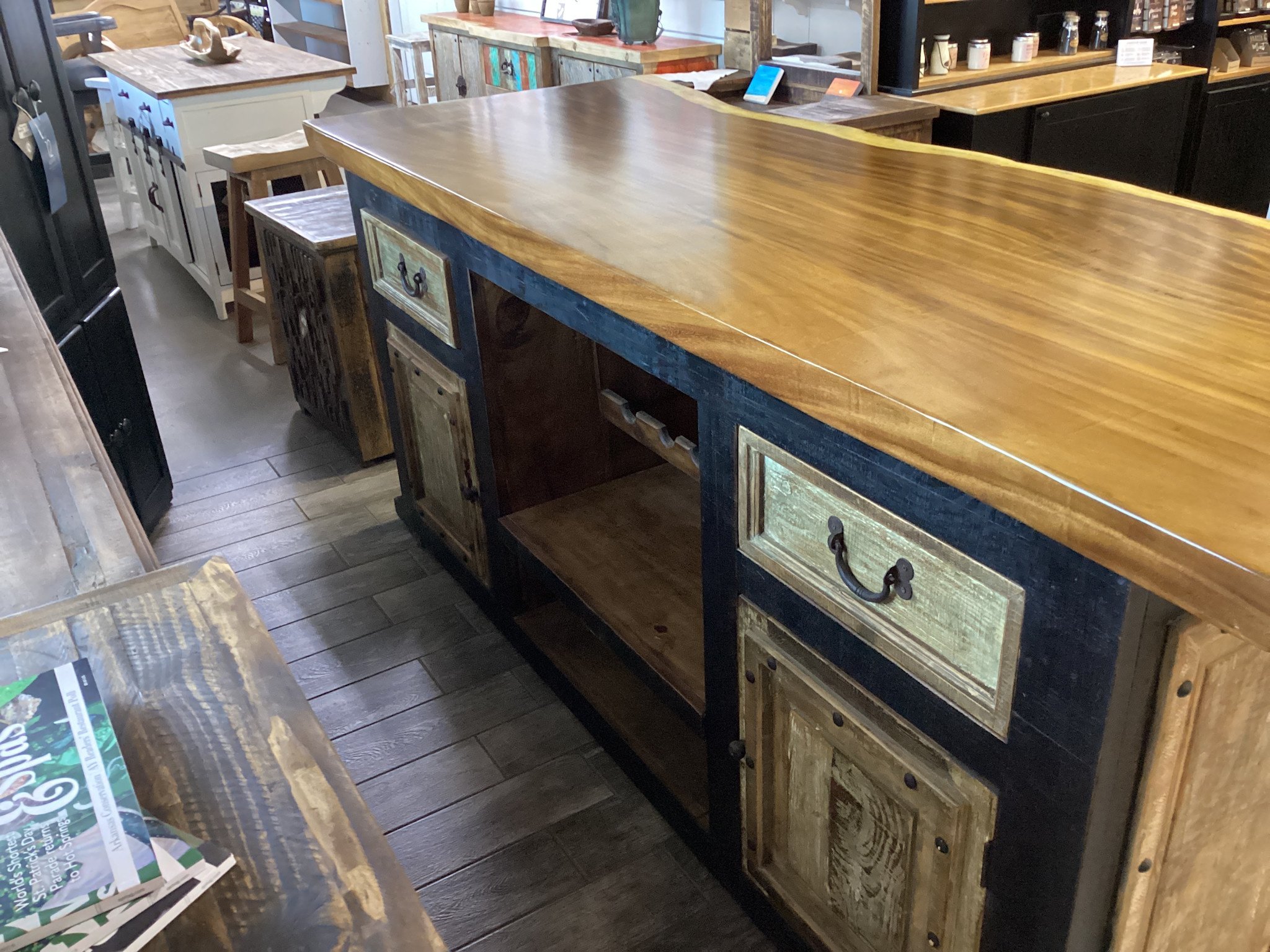 96" Pancho Villa Live Edge Bar - Black