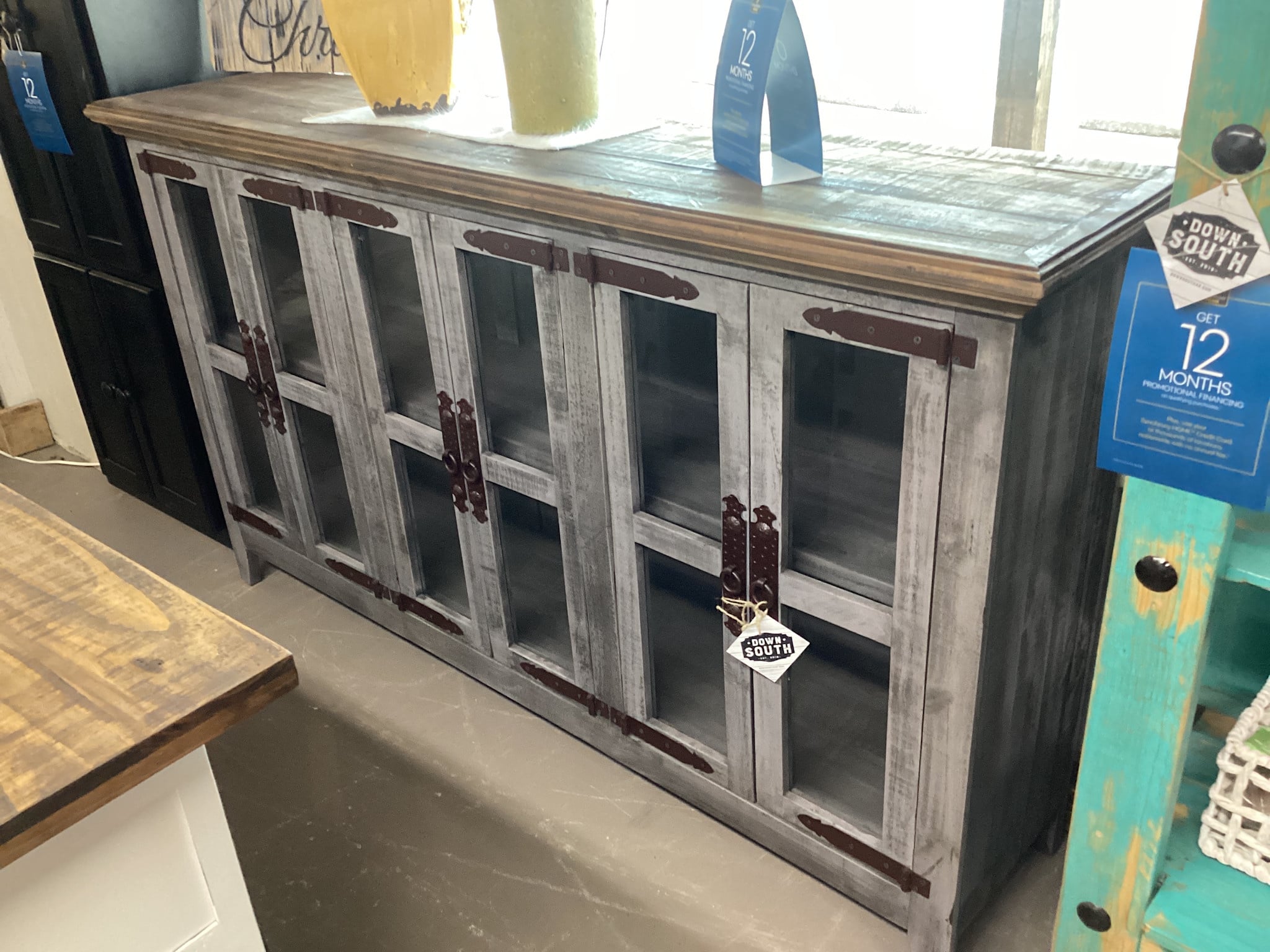 San Miguel 6 Door w/Glass Sideboard - Gray