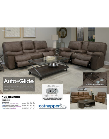 Reznor Power Reclining Sofa w/Auto Glide - Cigar