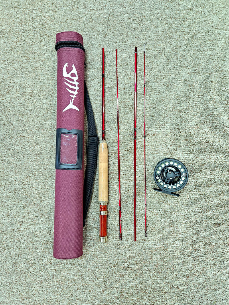 Small Stream Fly Fishing Combo  6 Foot 1 Inch 3 Piece Fly Rod  with Matching Reel -fly line- leader