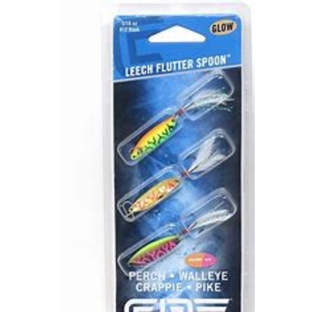 Clam Leech Flutter Spoon 1/8th #10hook Glow - Discount Fishing Tackle