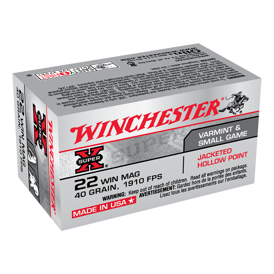 WIN025-WINCHESTER SUPER X 22WMR 40GR JHP 1910FPS 50RNDS