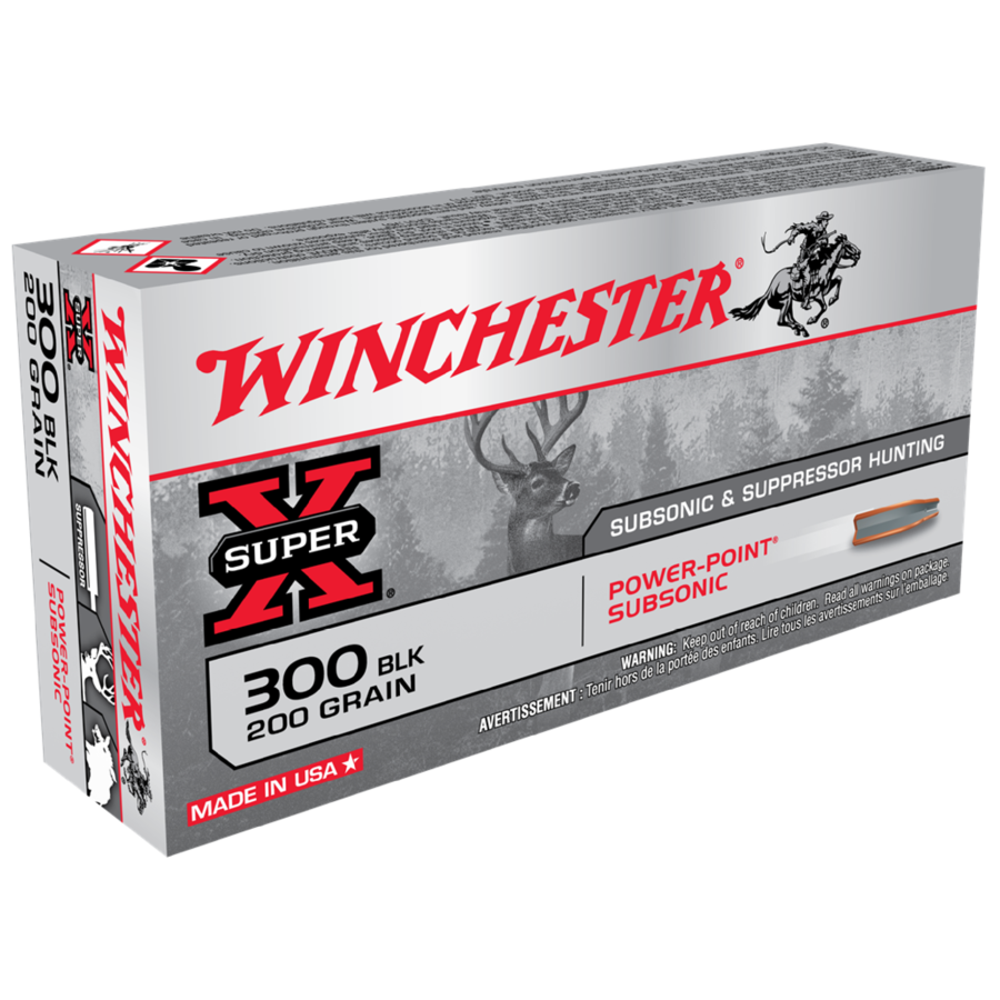 WIN050-WINCHESTER SUPER X 300 BLACKOUT 200GR SUBSONIC PP 20RNDS