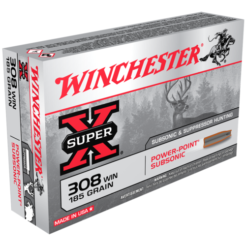 WIN052-WINCHESTER SUPER X 308 WIN 185GR SUBSONIC 20RNDS 