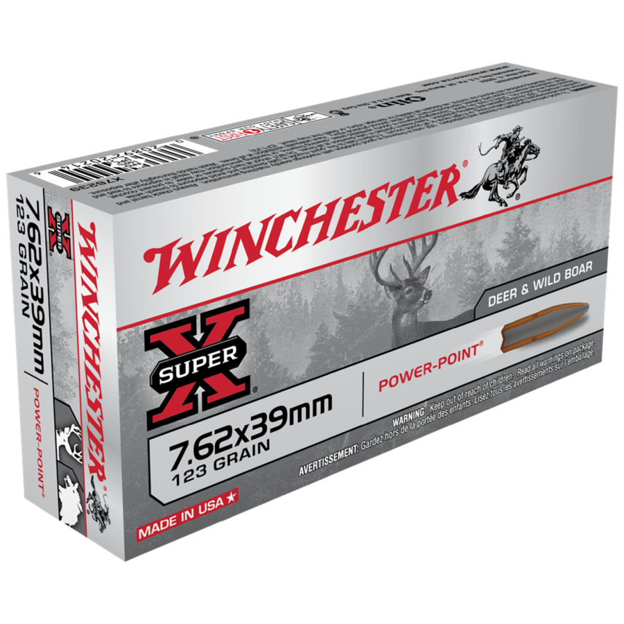 WIN054-WINCHESTER SUPER X 7.62X39 123GR SP 20RNDS