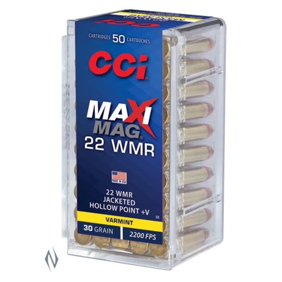 NIO3063-CCI  MAXI MAG 22WMR 30GR HP+V JHP 2200FPS 50RNDS