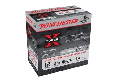 WINCHESTER SUPER-X DUCK LOAD HV STEEL SHOT 12G 70MM 34GM #2 1500FPS 25RNDS (WIN794) 