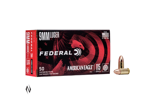 NIO1128-FEDERAL AMERICIAN EAGLE 9MM 115GR FMJ 50RNDS 