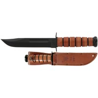 AOS001-KA-BAR 1225 FIGHTING/UTILITY KNIFE, USN, BROWN LEATHER SHEATH, STRAIGHT EDGE