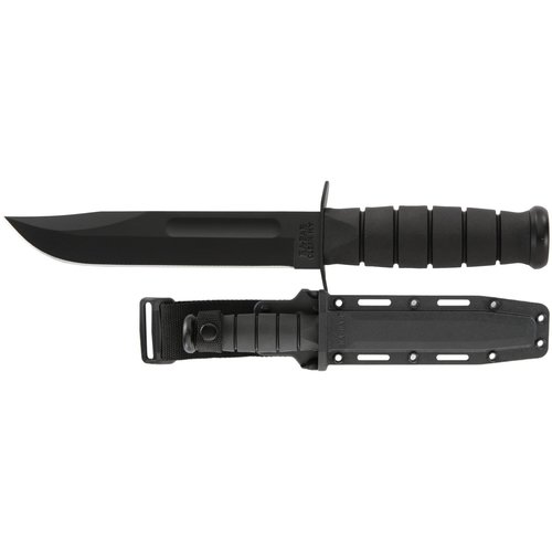 AOS002-KA-BAR 1213 FIGHTING/UTILITY KNIFE-BLACK, BLACK HARD PLASTIC SHEATH, STRAIGHT EDGE 