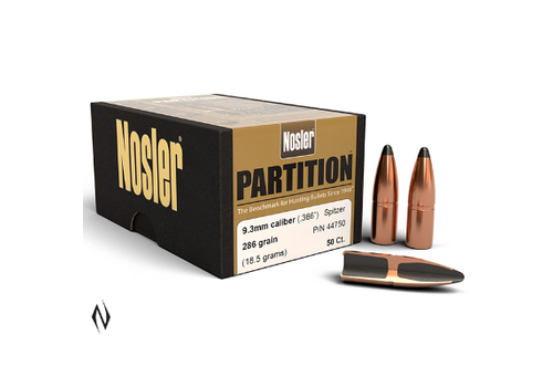 NIO278-NOSLER PARTITION 9.3MM 286GR SPITZER 50PK #44750 