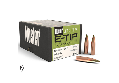 NIO284-NOSLER E-TIP .257 25CAL 100GR SPITZER LEAD-FREE 50PK #59456 