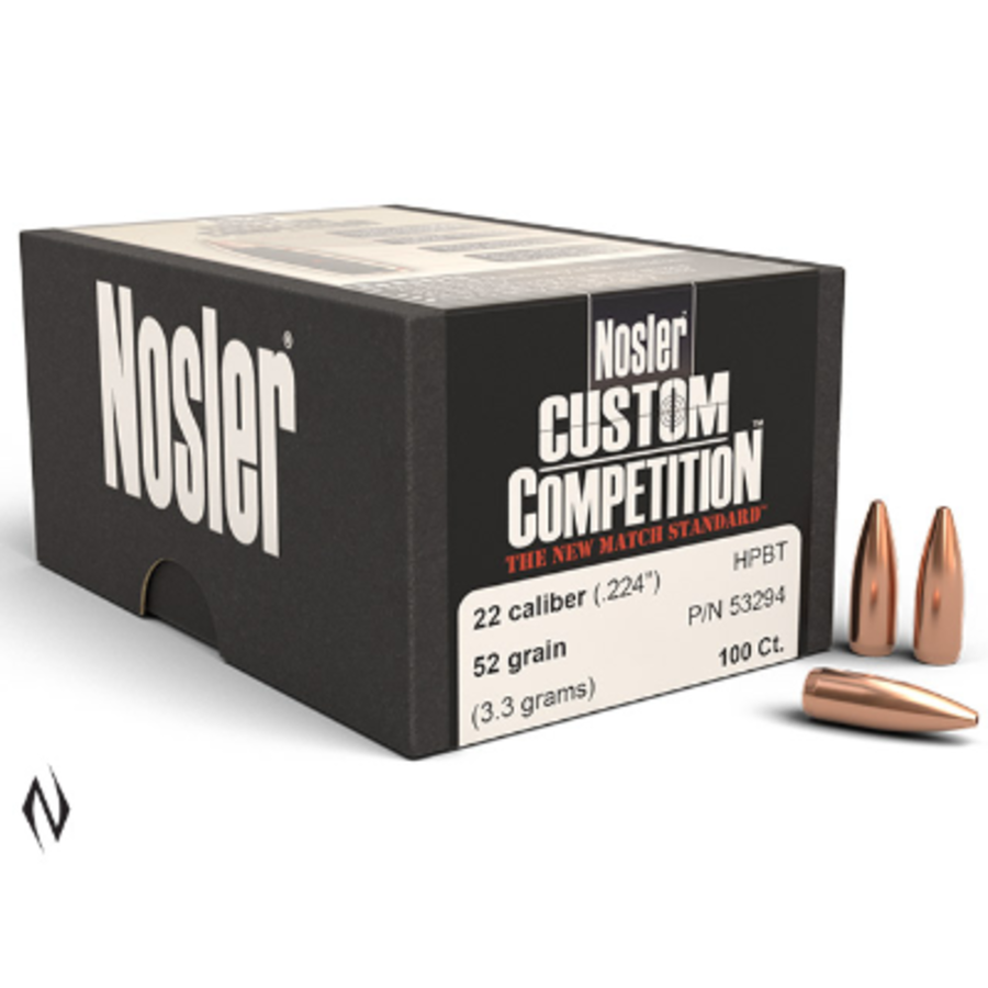 NIO290-NOSLER CUSTOM COMPETITION 22CAL .224 52GR HPBT 100PK #53294