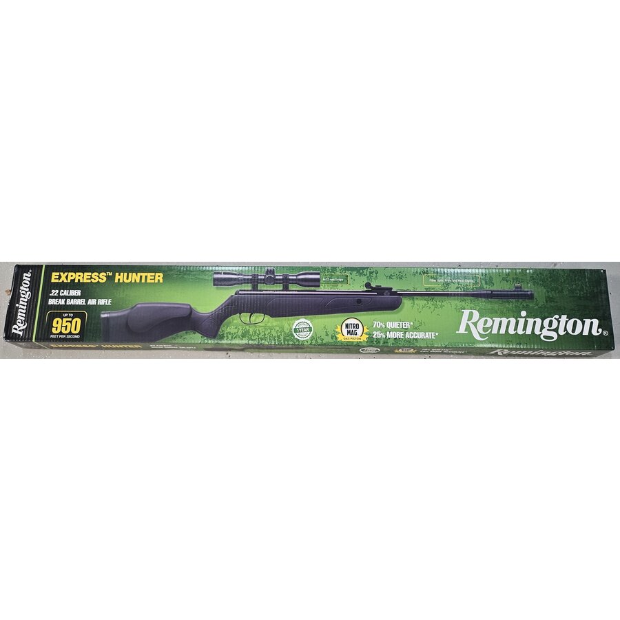 RAY072-PACKAGE- BLACK-REMINGTON EXPRESS HUNTER NP NITRO PISTON SYNTHETIC AIR GUN .22 WITH SCOPE 4X32