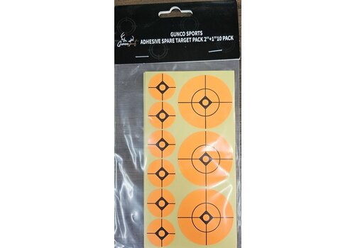 GSA095-GUNCO SPORTS ADHESIVE SPARE TARGET PACK 2''+1'', 10 PACK 