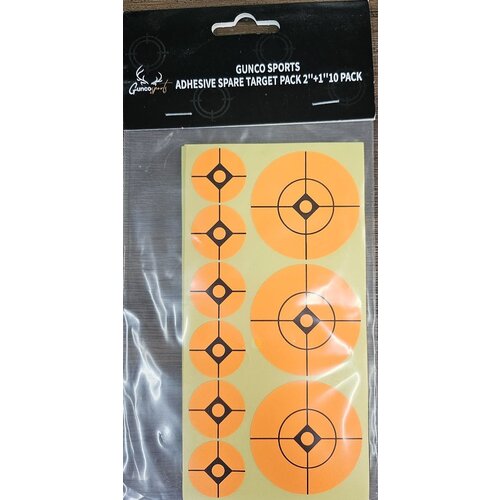 GSA095-GUNCO SPORTS ADHESIVE SPARE TARGET PACK 2''+1'', 10 PACK 