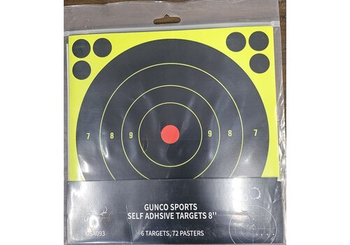 GSA093-GUNCO SPORTS SELF ADHESIVE TARGETS 8'', 6 PACK 