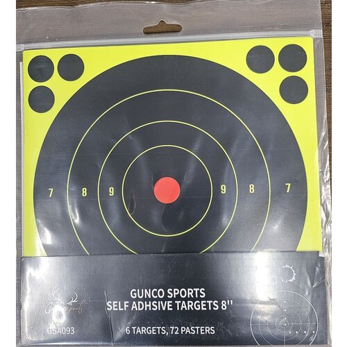 GSA093-GUNCO SPORTS SELF ADHESIVE TARGETS 8'', 6 PACK 